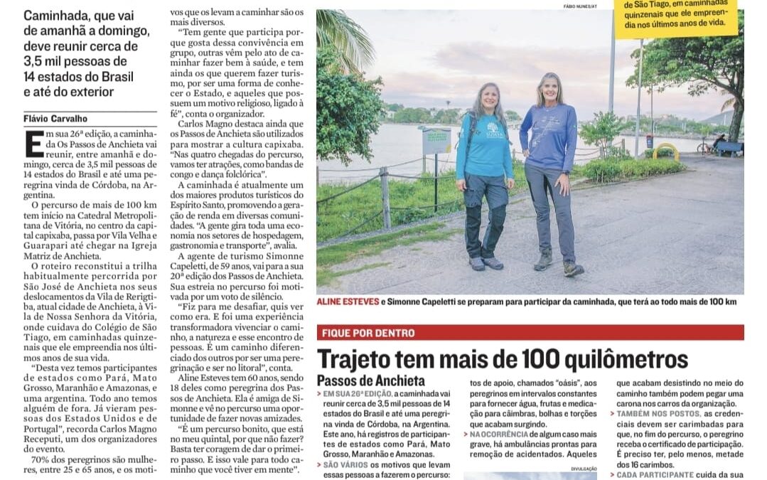Confira as matérias de TV’s, sites, jornais, fotos e vídeos dos “Passos de Anchieta” 2025